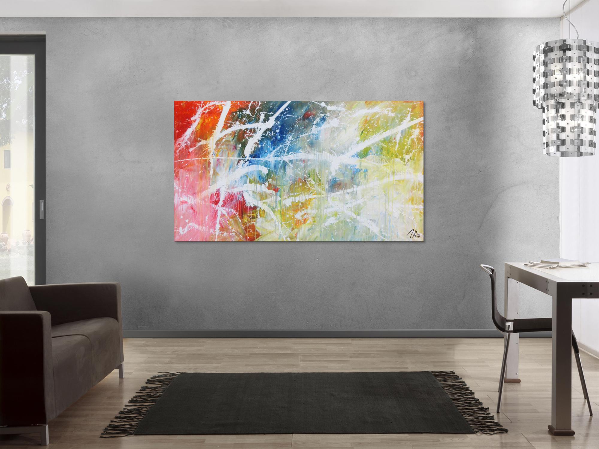 Helles abstraktes Acrylgemälde modern bunt zeitgenössisch