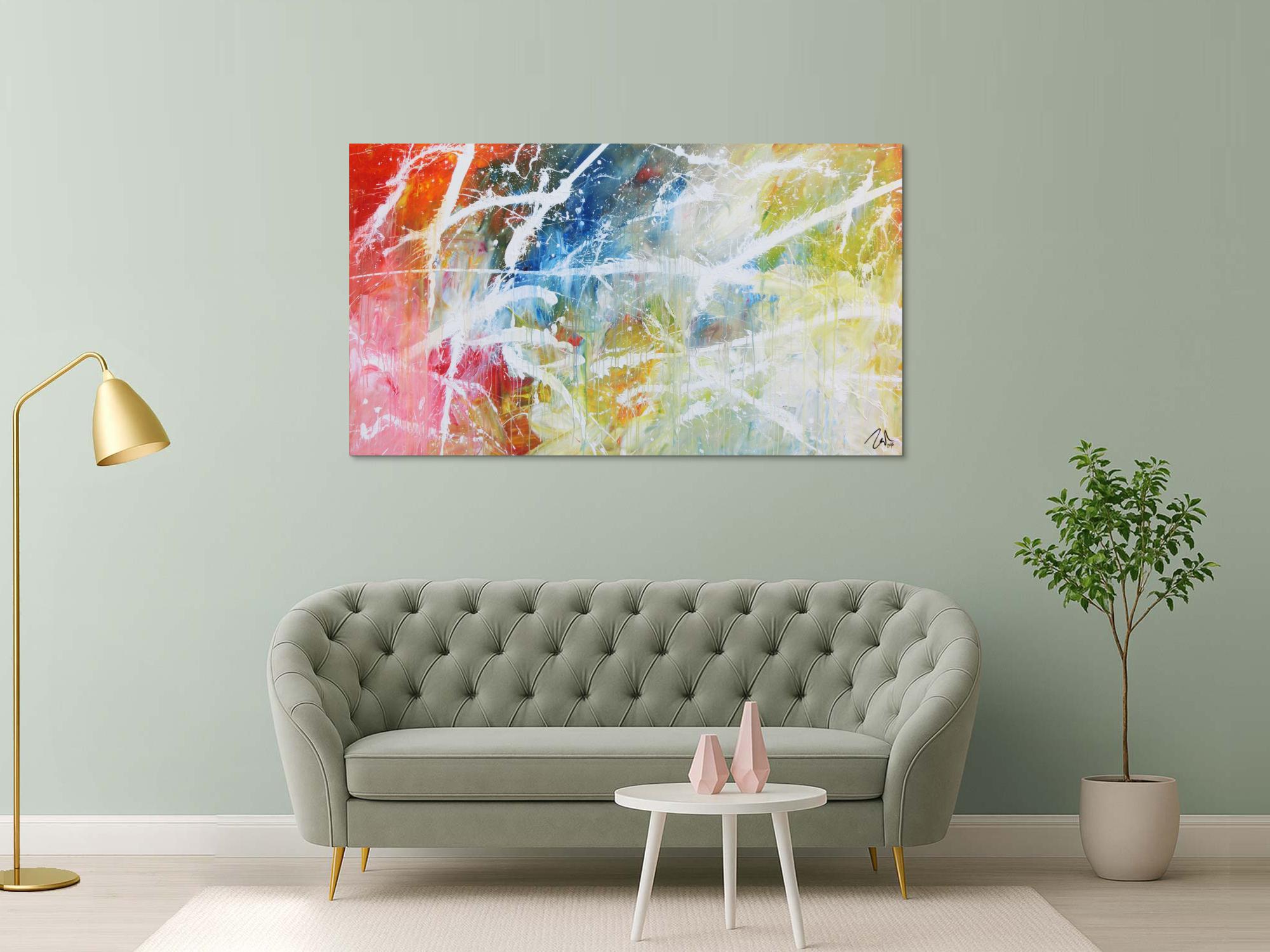 Helles abstraktes Acrylgemälde modern bunt zeitgenössisch