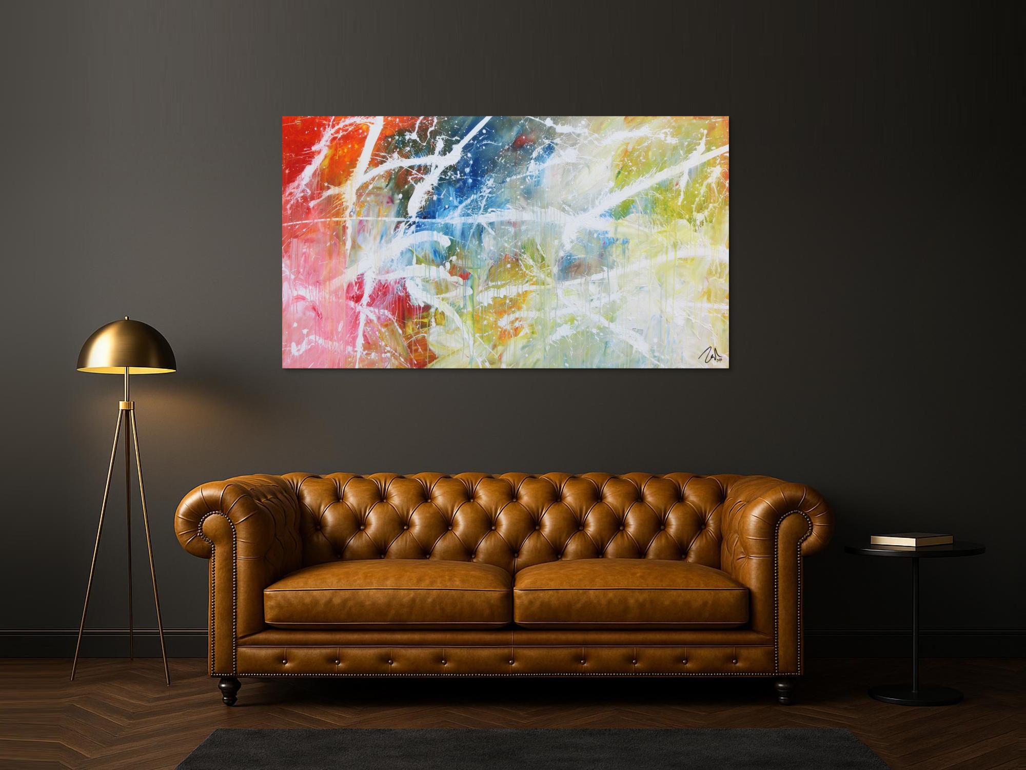 Helles abstraktes Acrylgemälde modern bunt zeitgenössisch