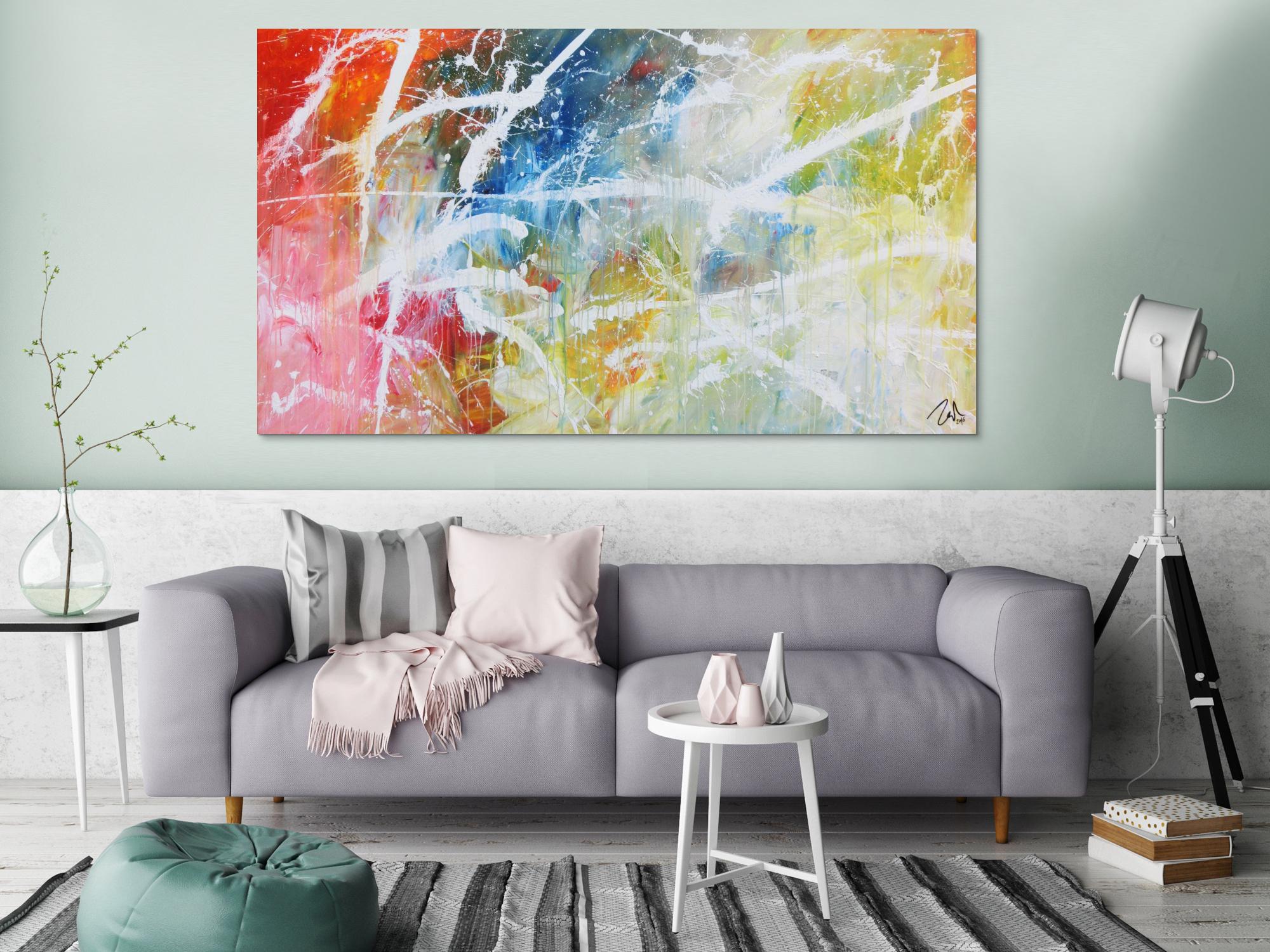 Helles abstraktes Acrylgemälde modern bunt zeitgenössisch