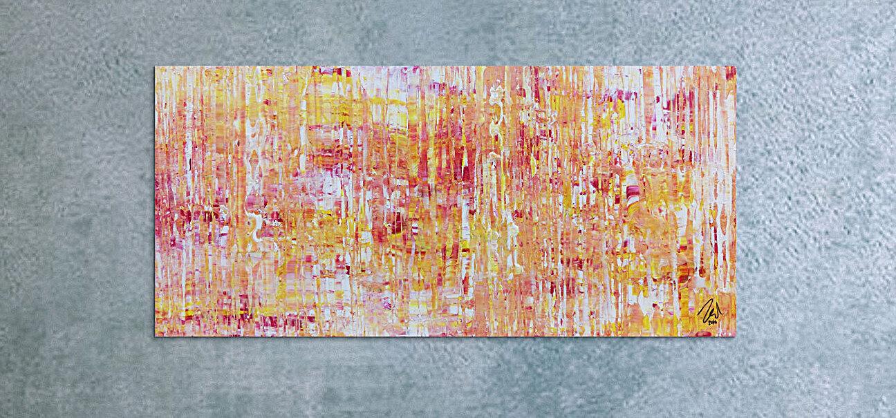 Helles Acrylgemälde modern abstrakt in pink gelb und weiß