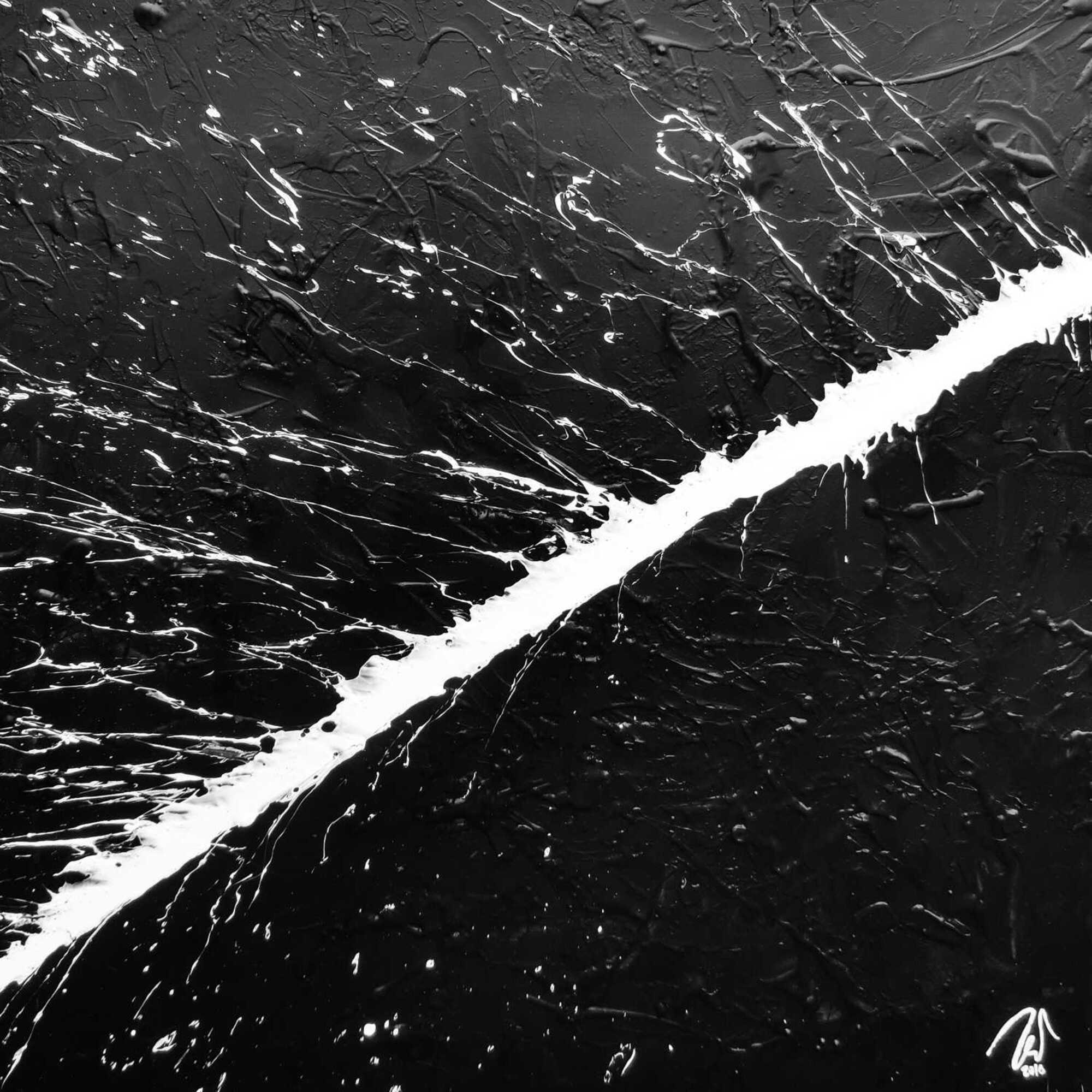 Minimalistisches abstraktes Acrylbild schwarz weiß