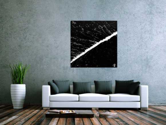Minimalistisches abstraktes Acrylbild schwarz weiß