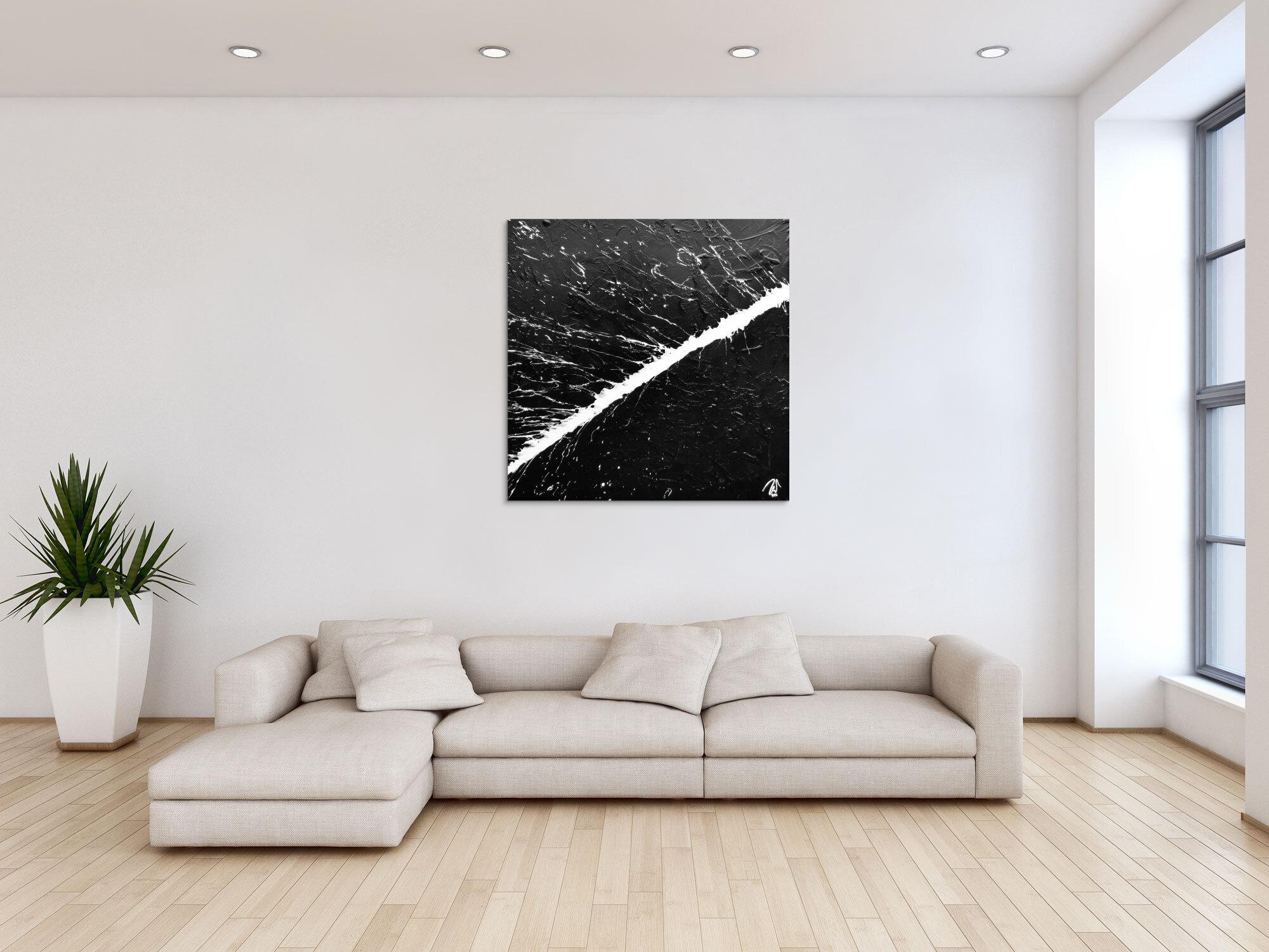 Minimalistisches abstraktes Acrylbild schwarz weiß