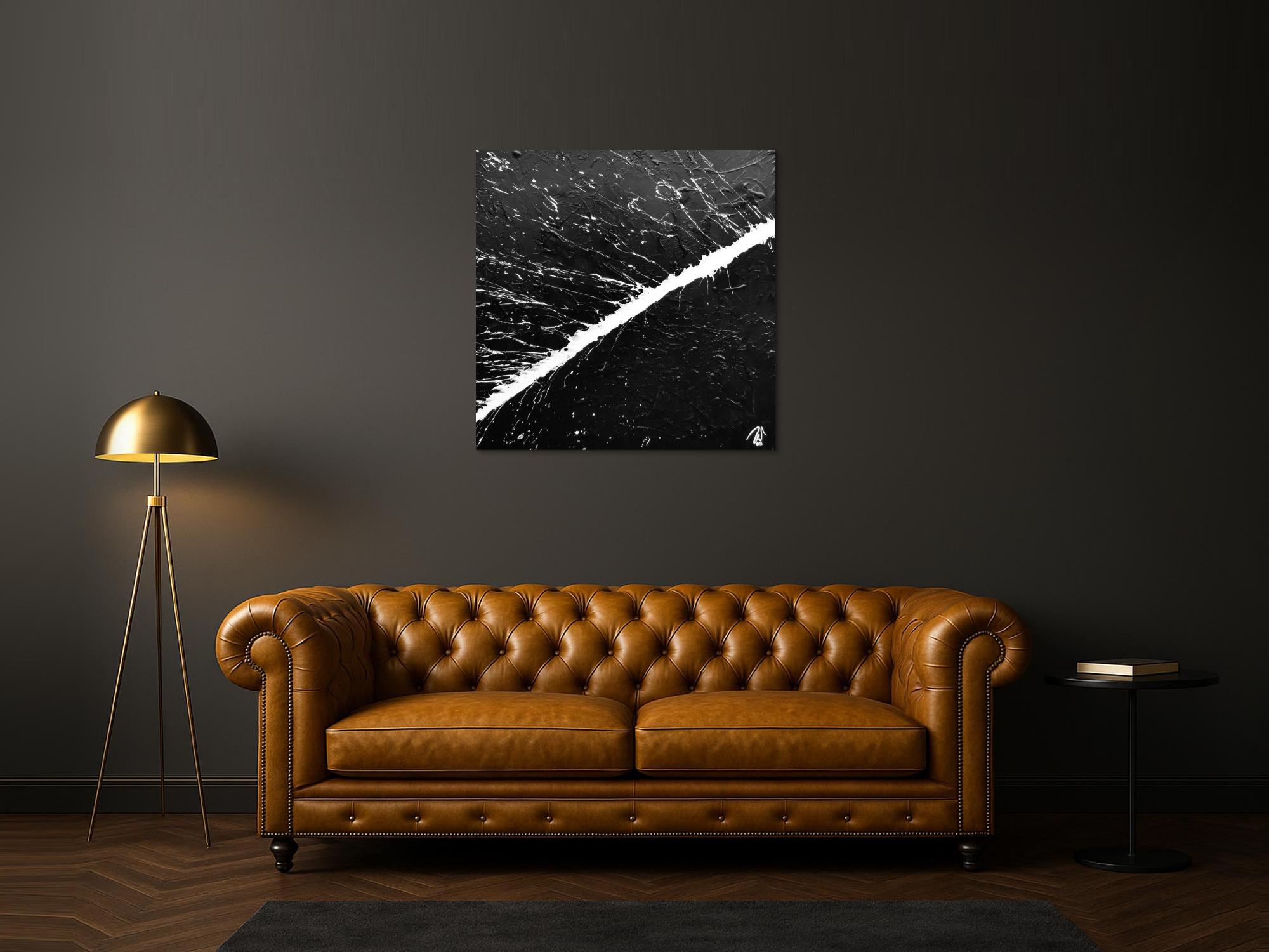 Minimalistisches abstraktes Acrylbild schwarz weiß