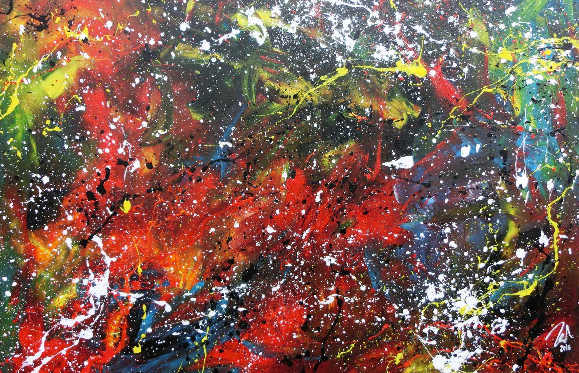 Abstraktes Gemälde aus Acryl moderne Farben sehr bunt