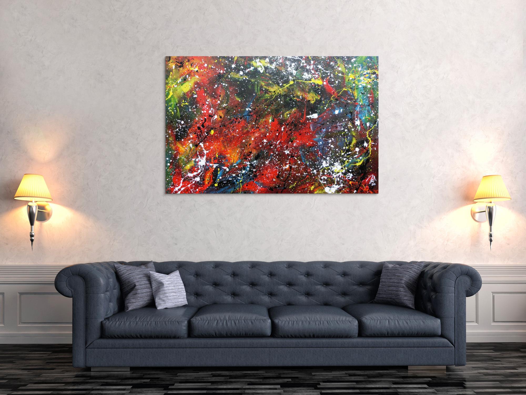 Abstraktes Gemälde aus Acryl moderne Farben sehr bunt