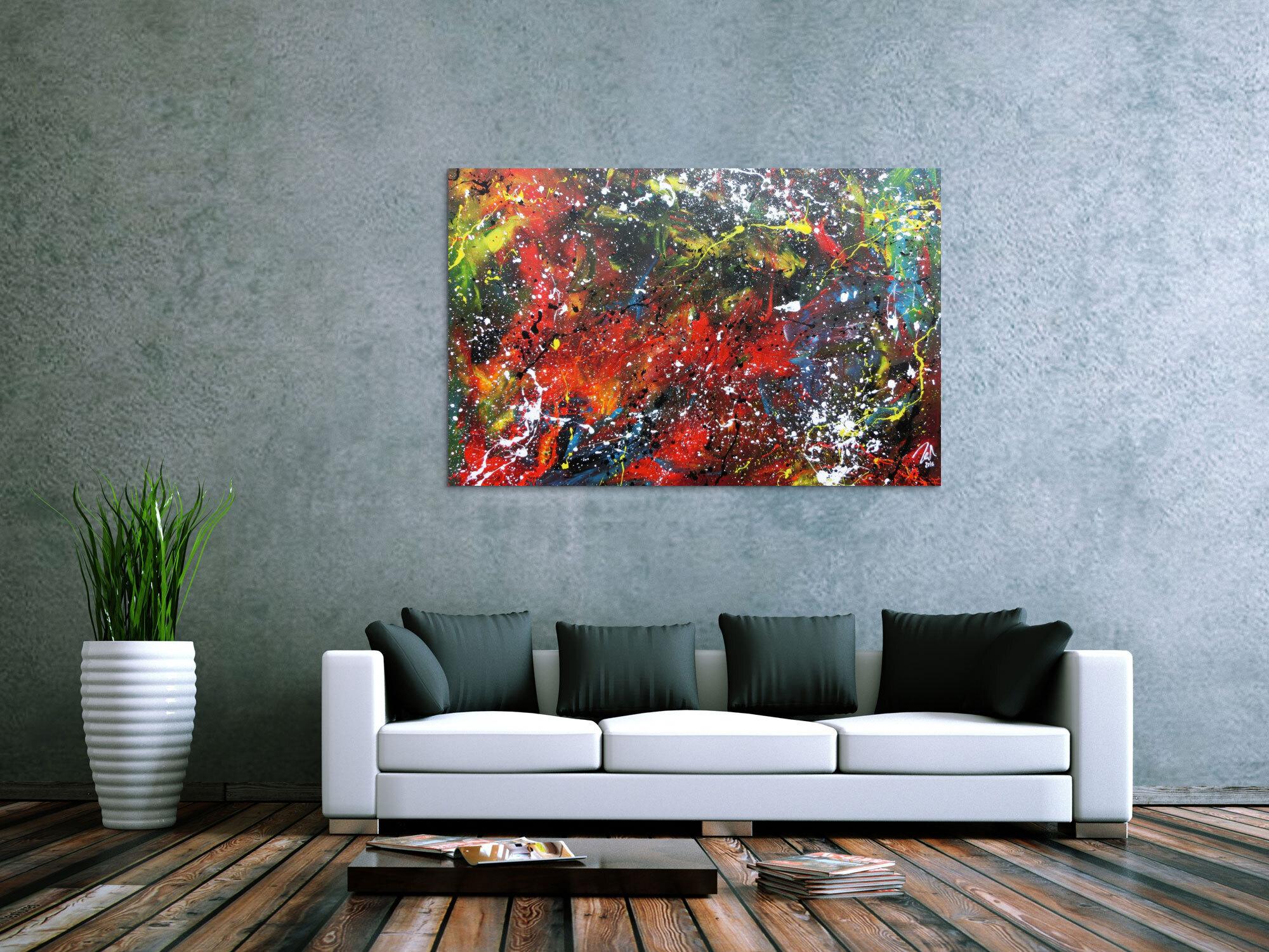 Abstraktes Gemälde aus Acryl moderne Farben sehr bunt