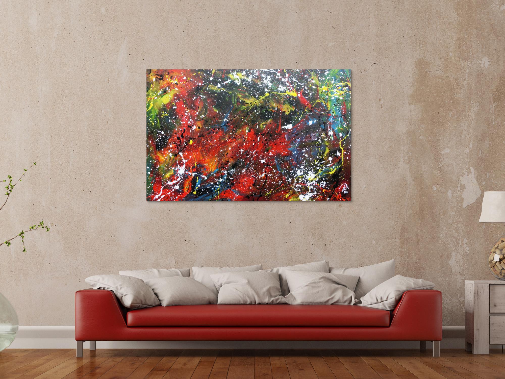 Abstraktes Gemälde aus Acryl moderne Farben sehr bunt