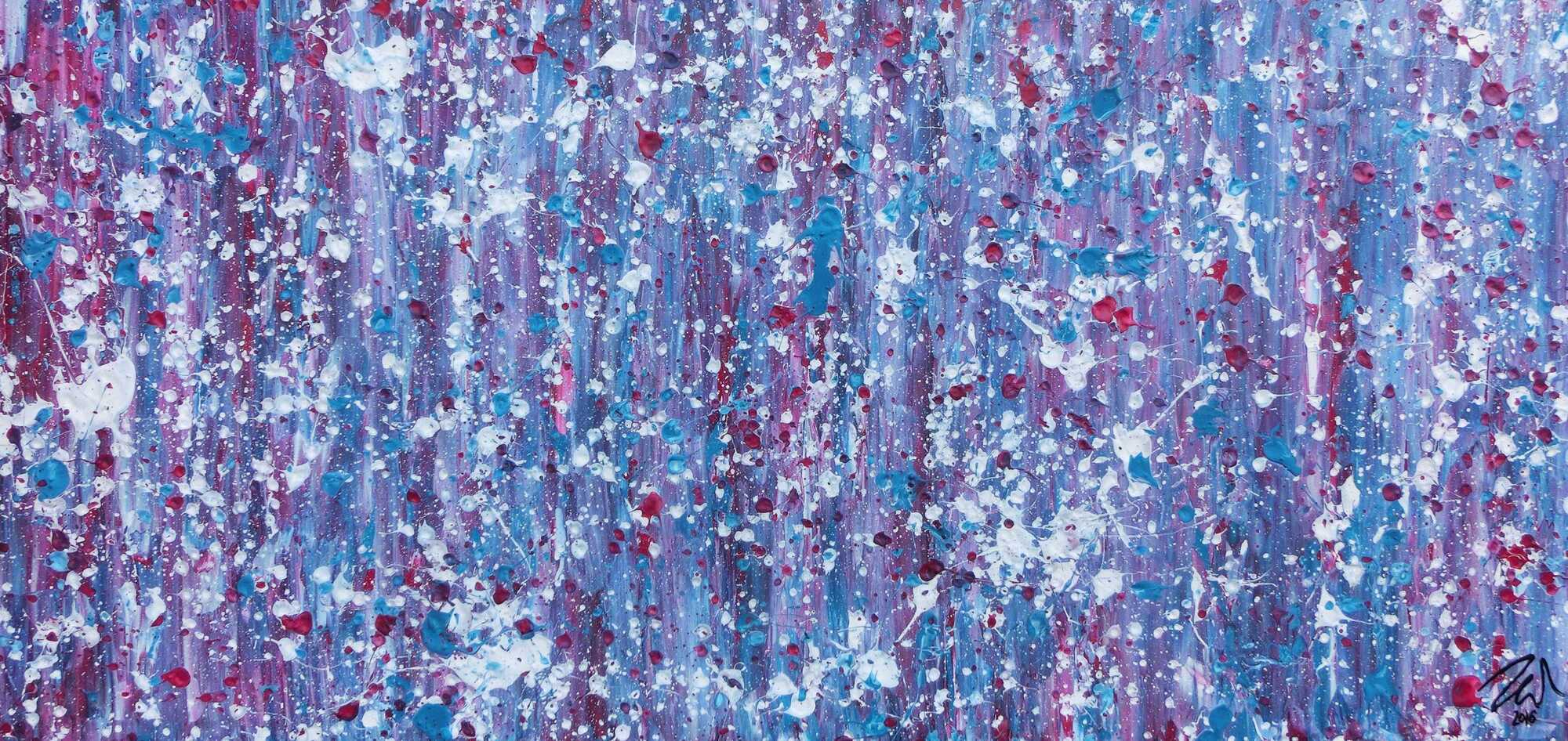 Abstraktes Acrylbild in lila magenta weiß sehr modern