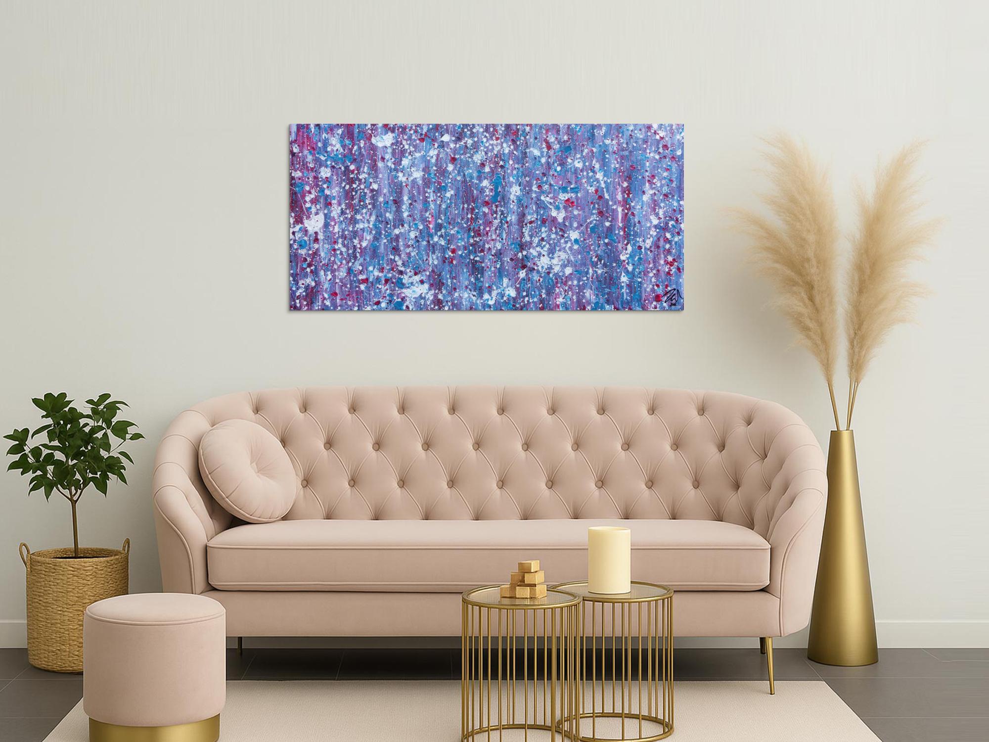 Abstraktes Acrylbild in lila magenta weiß sehr modern