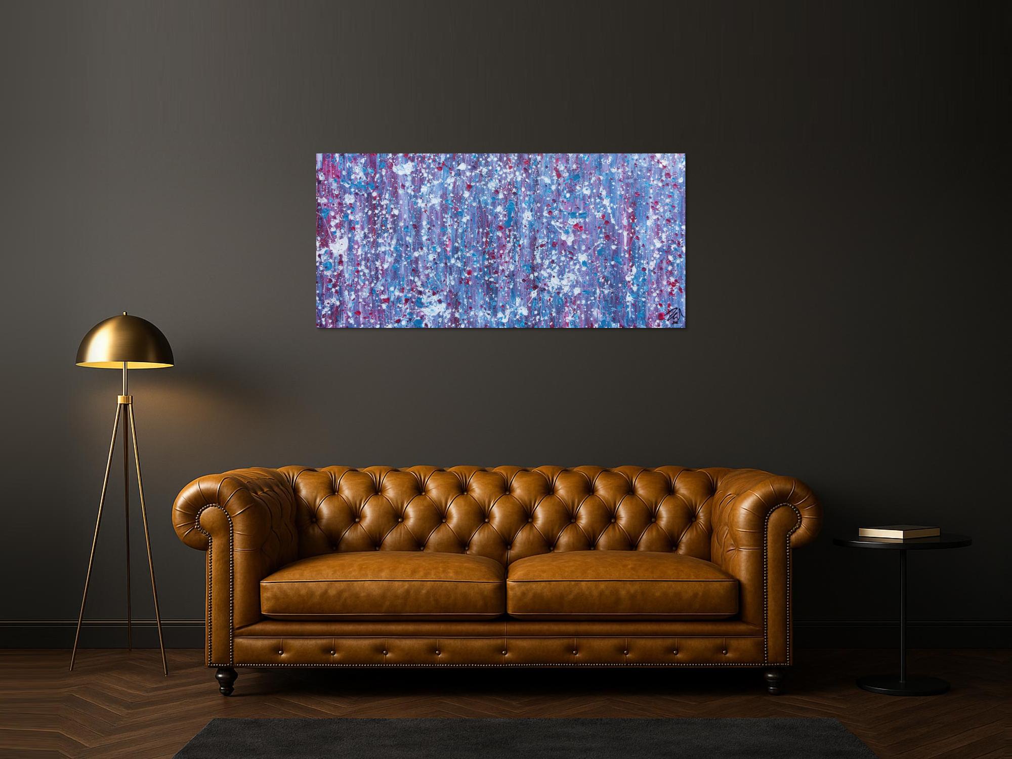 Abstraktes Acrylbild in lila magenta weiß sehr modern