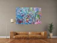 Abstraktes Gemälde aus Acryl modern viel blau und rot