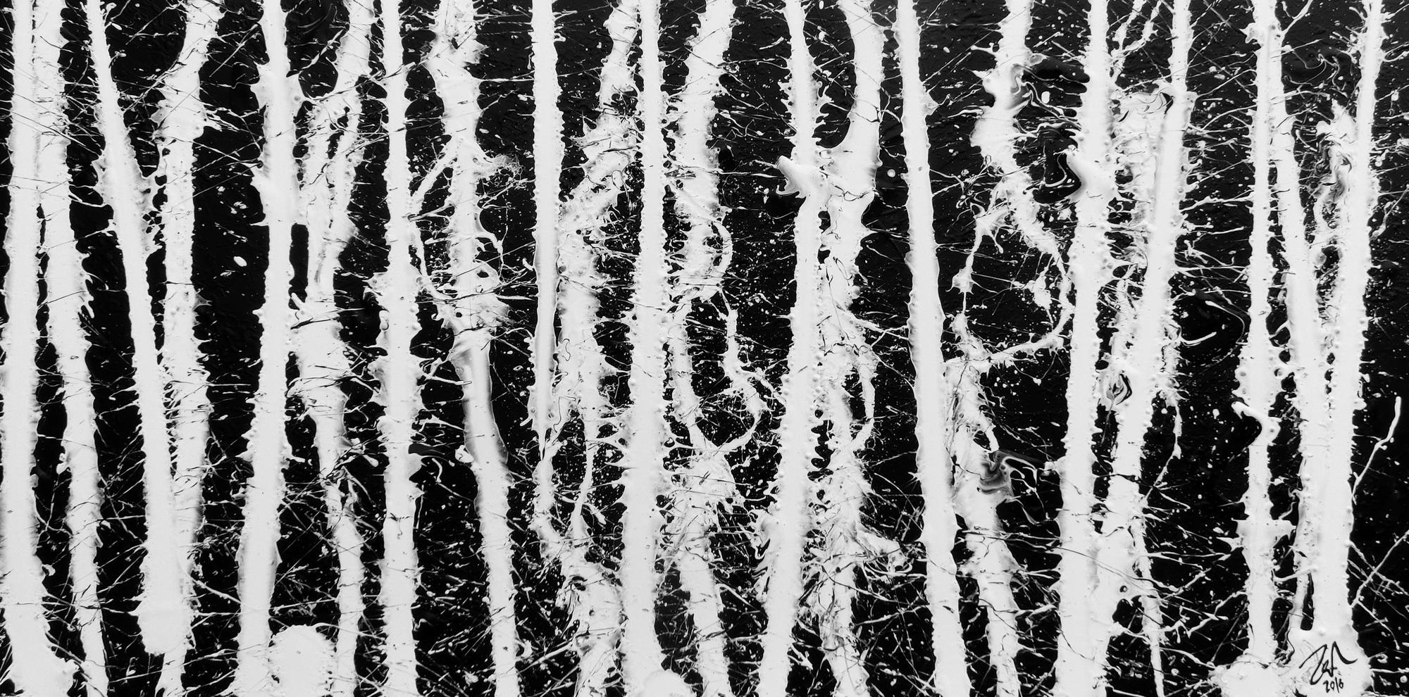Abstraktes Acrylgemälde in schwarz weiß schlicht modern