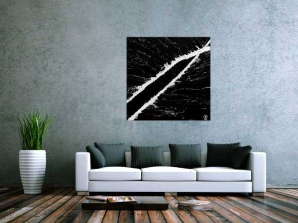 Minimalistisches Acrylgemälde schwarz weiß modern schlicht