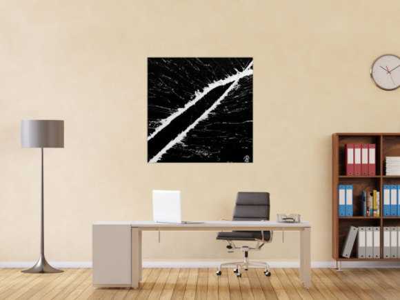 Minimalistisches Acrylgemälde schwarz weiß modern schlicht
