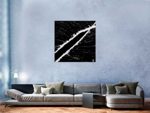 Minimalistisches Acrylgemälde schwarz weiß modern schlicht