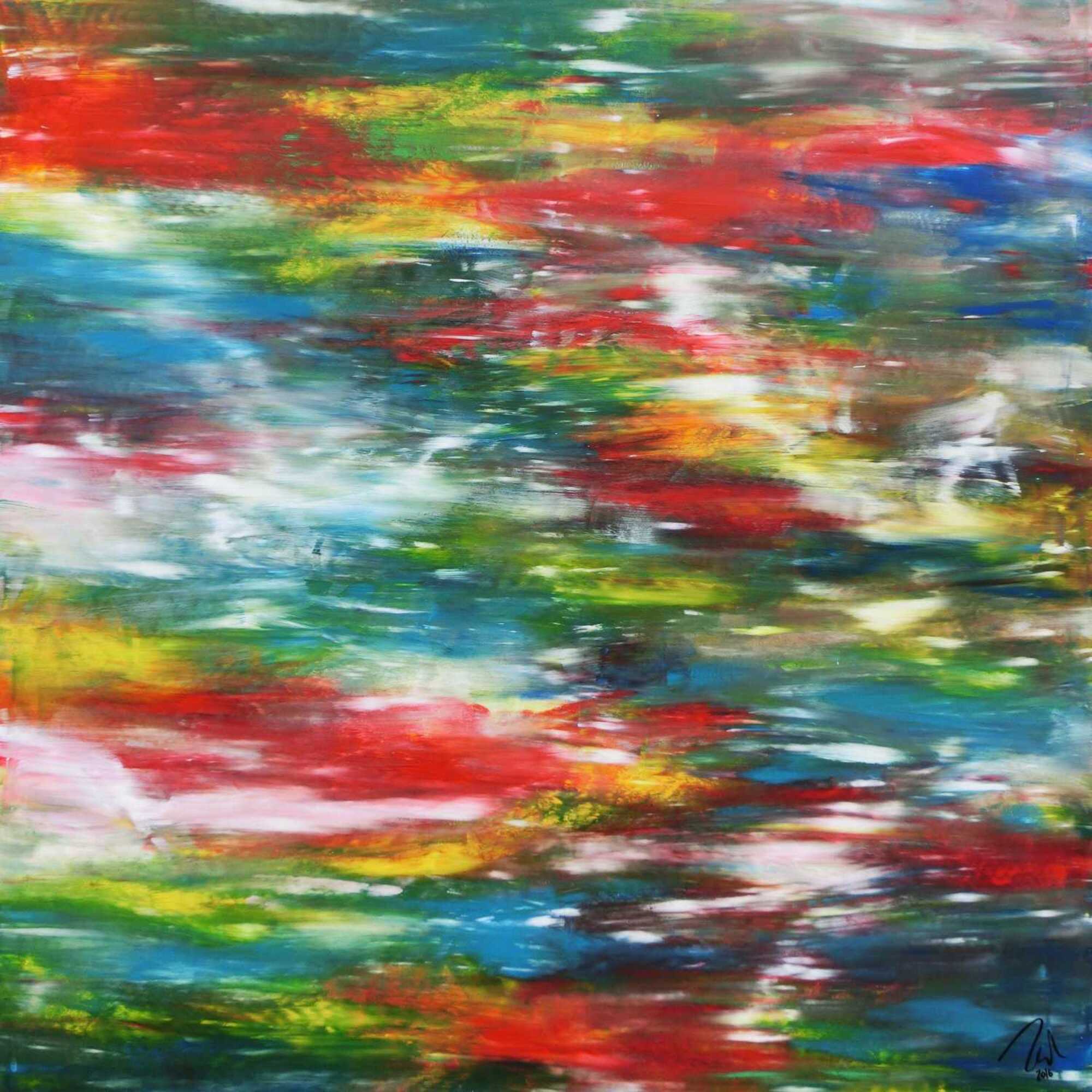 Sehr buntes großes Acrylgemälde modern viele Farben zeitgenössisch