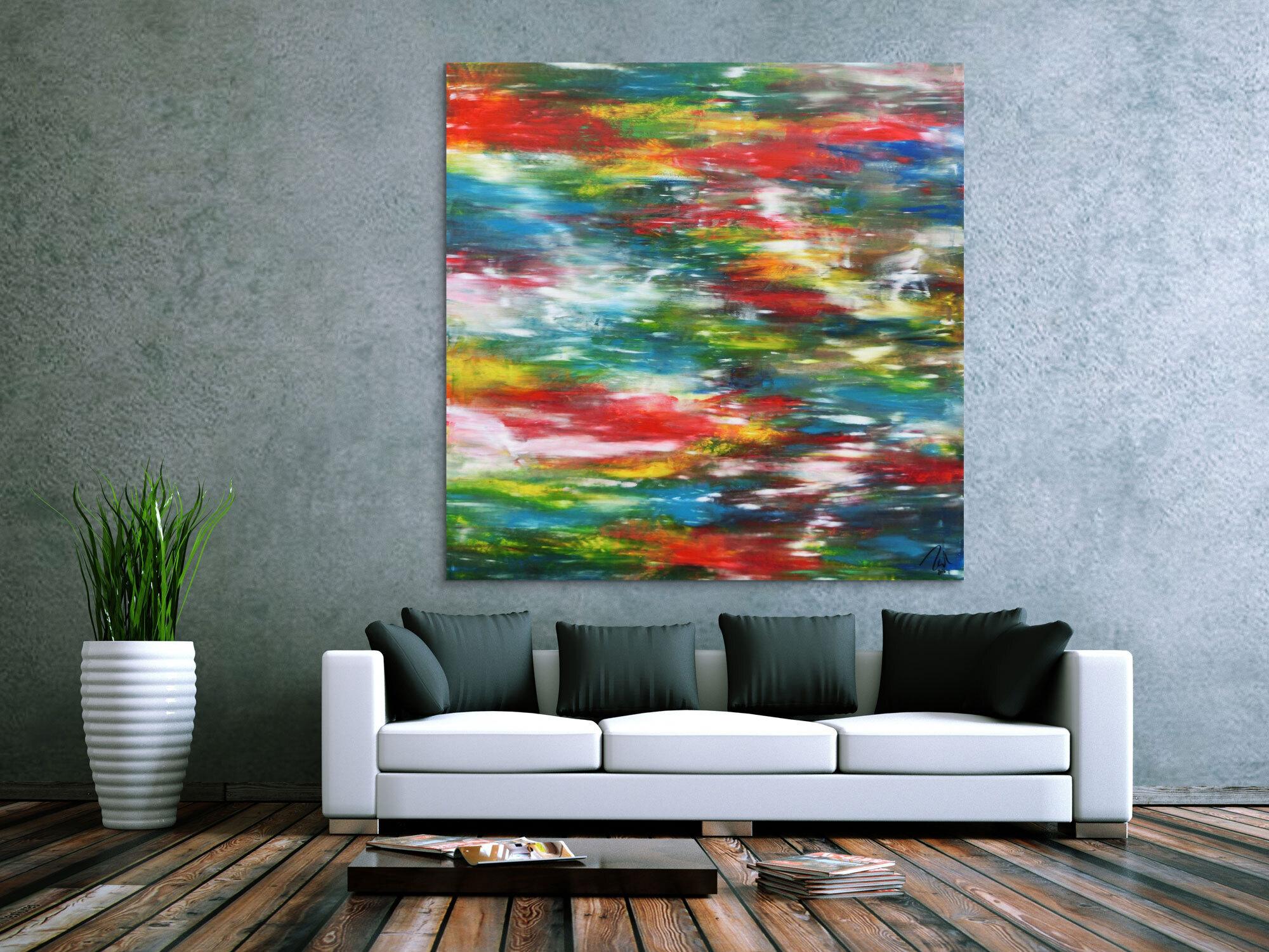 Sehr buntes großes Acrylgemälde modern viele Farben zeitgenössisch