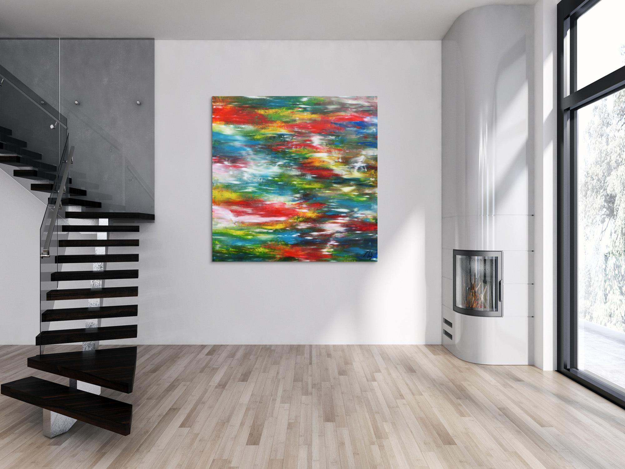 Sehr buntes großes Acrylgemälde modern viele Farben zeitgenössisch