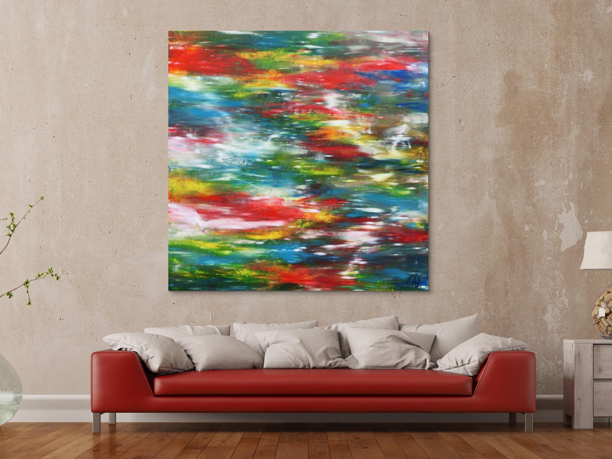 Sehr buntes großes Acrylgemälde modern viele Farben zeitgenössisch