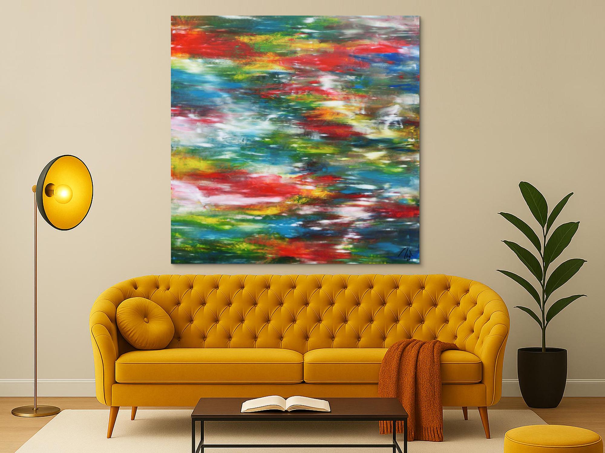 Sehr buntes großes Acrylgemälde modern viele Farben zeitgenössisch