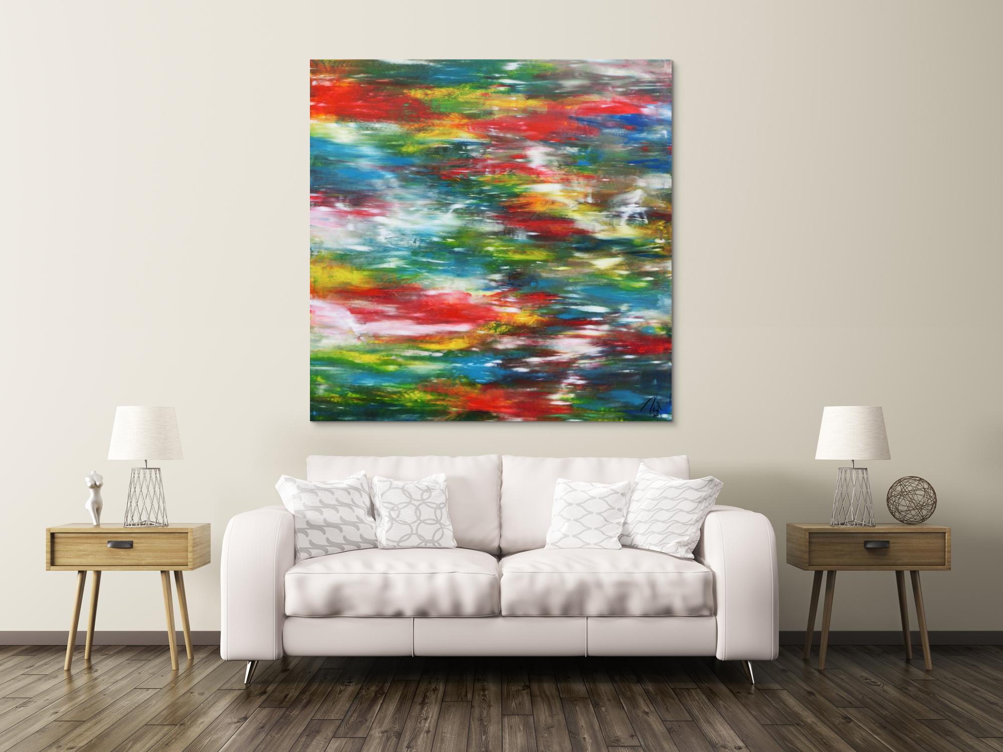 Sehr buntes großes Acrylgemälde modern viele Farben zeitgenössisch