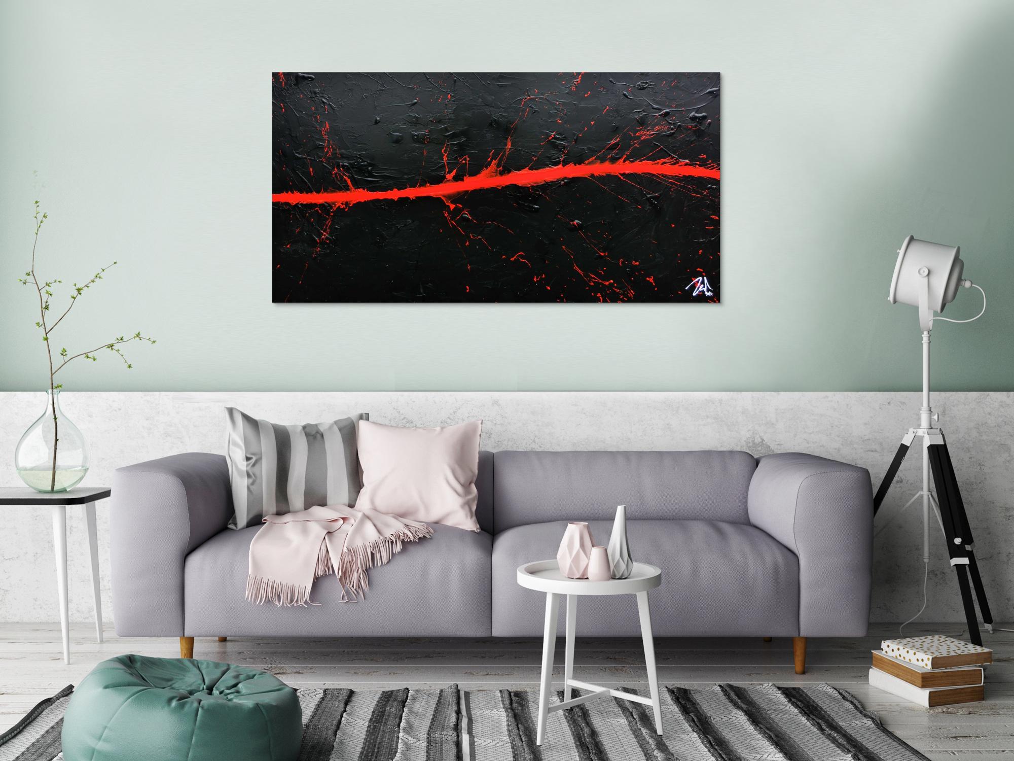 Minimalistisches Acrylbild in schwarz rot modern und schlicht