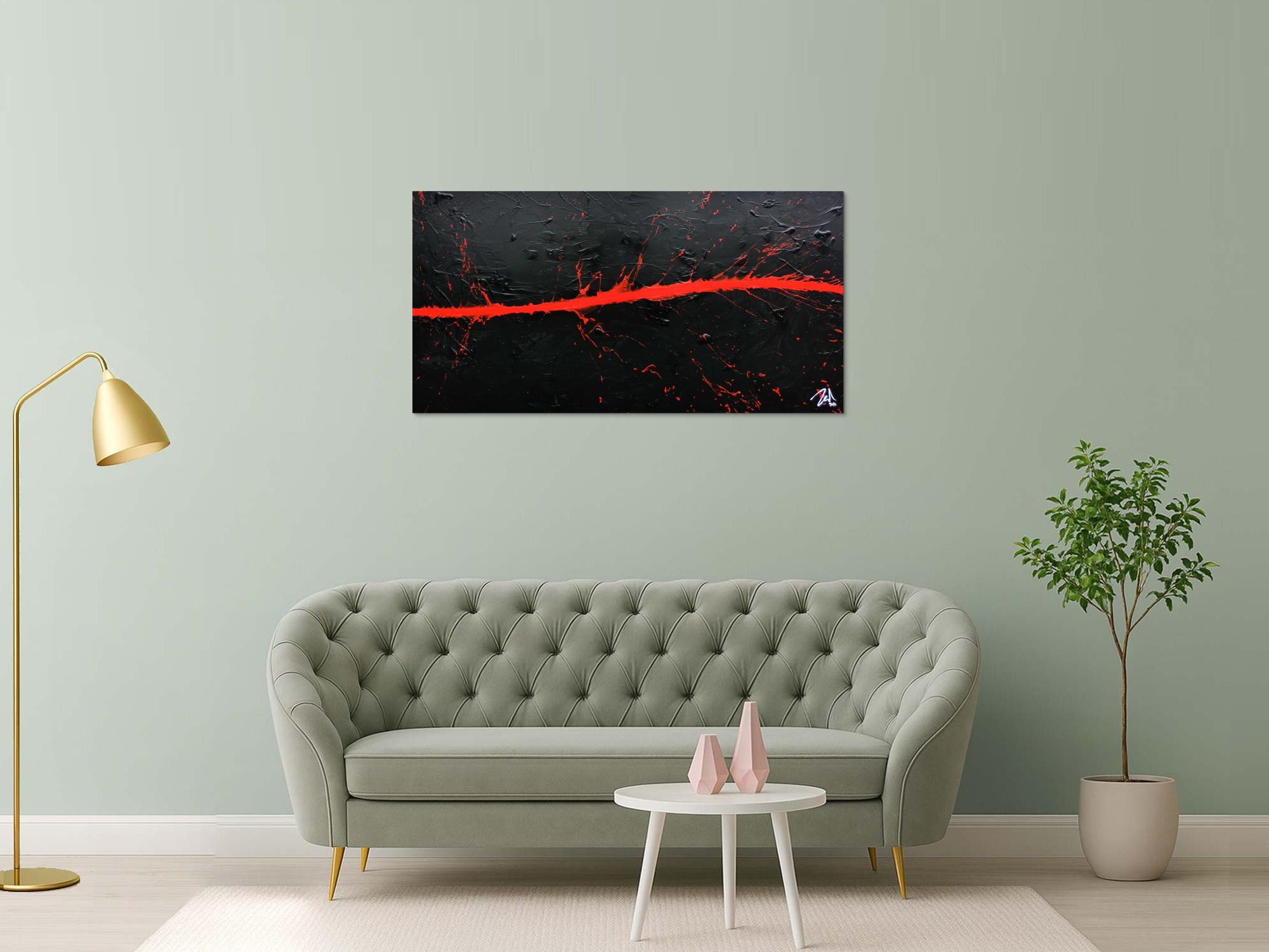 Minimalistisches Acrylbild in schwarz rot modern und schlicht