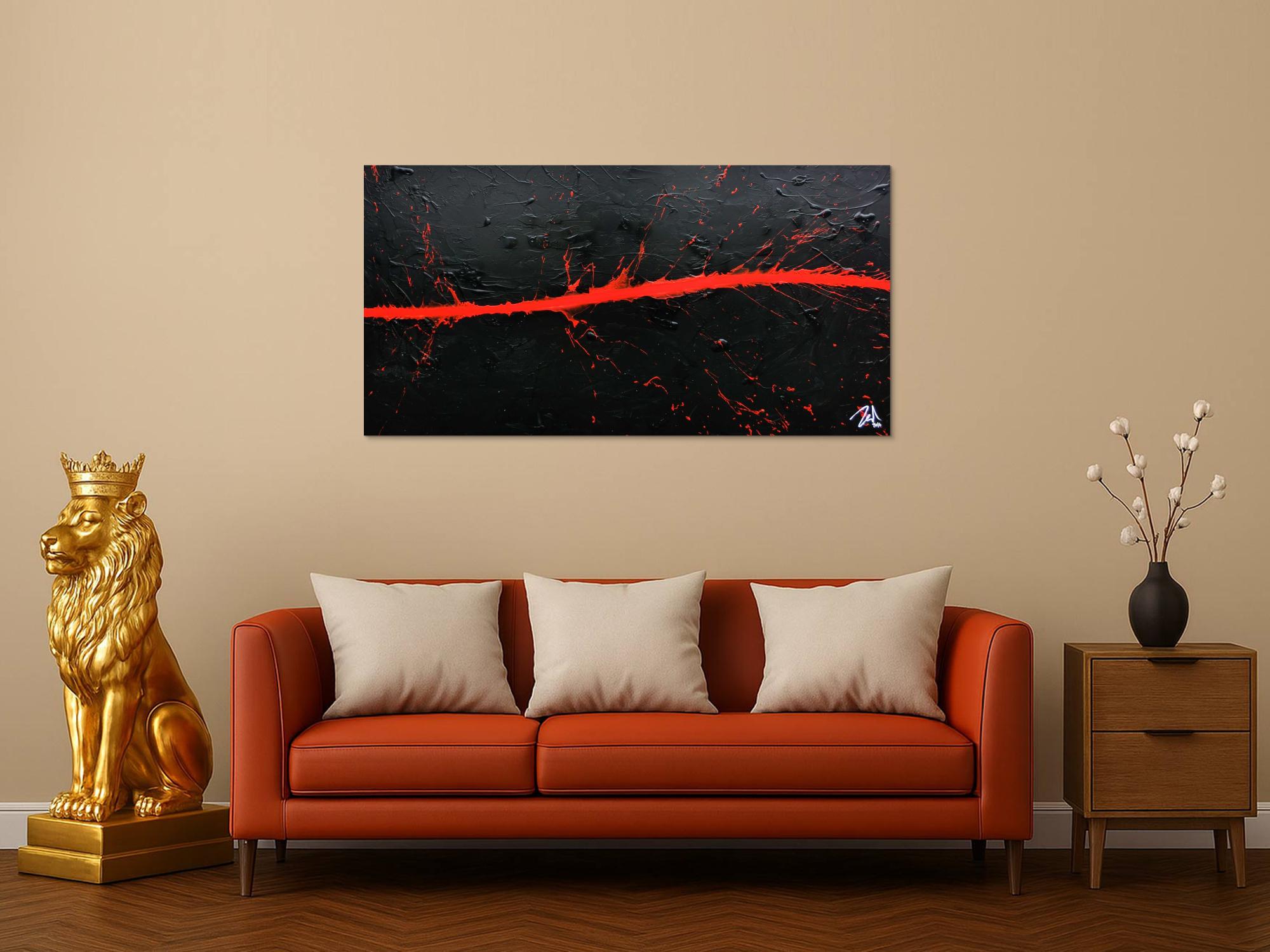 Minimalistisches Acrylbild in schwarz rot modern und schlicht