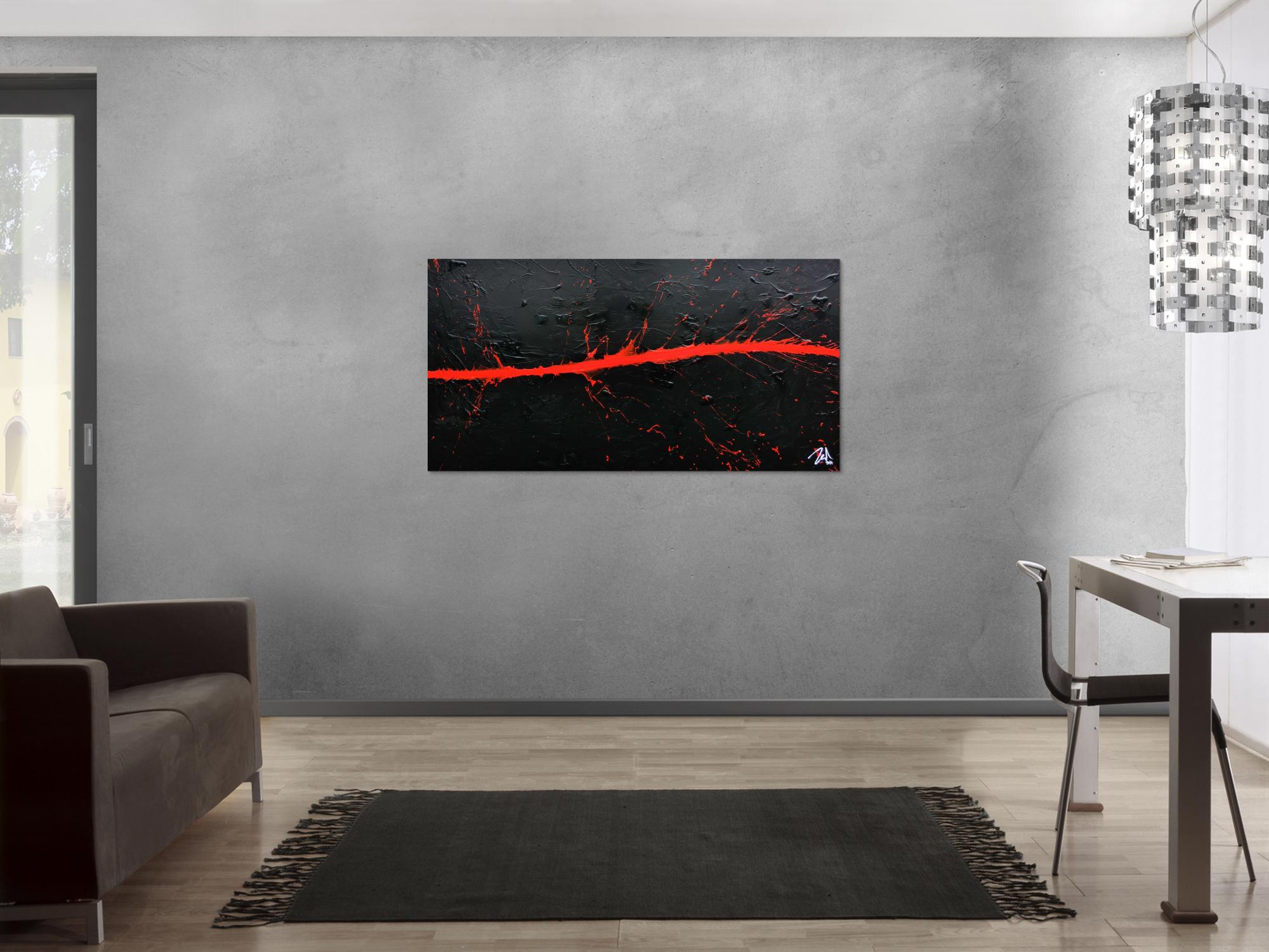 Minimalistisches Acrylbild in schwarz rot modern und schlicht