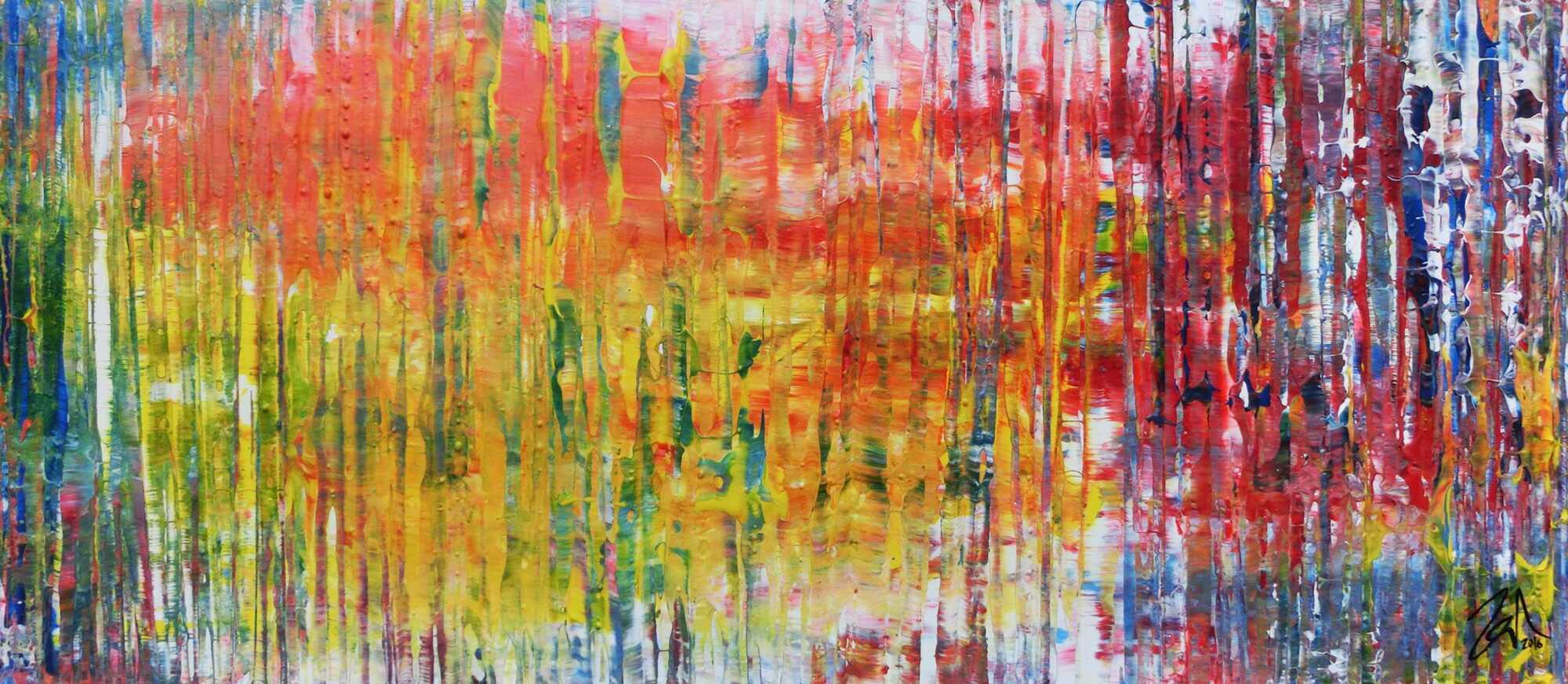 Modernes Acrylbild mit vielen Farben sehr bunt und modern