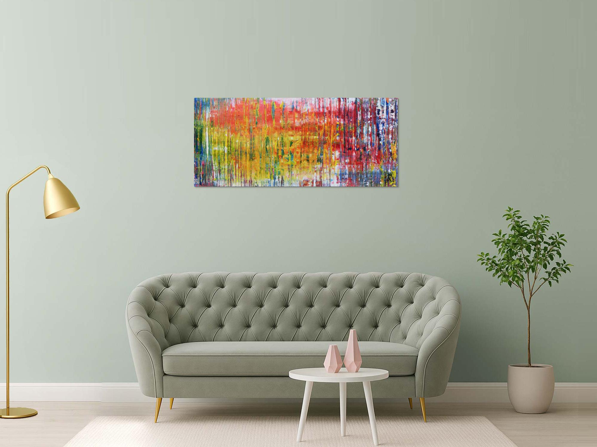 Modernes Acrylbild mit vielen Farben sehr bunt und modern