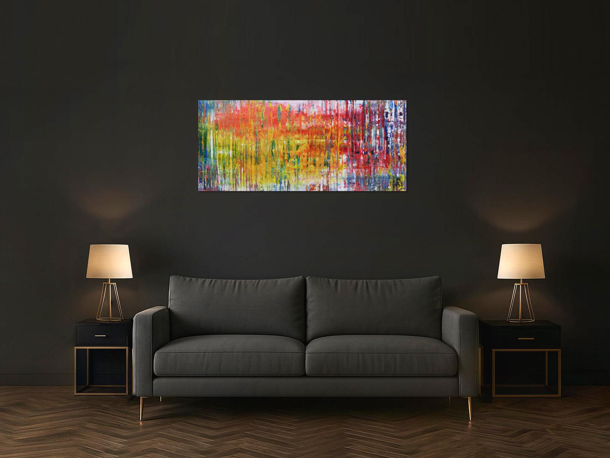 Modernes Acrylbild mit vielen Farben sehr bunt und modern