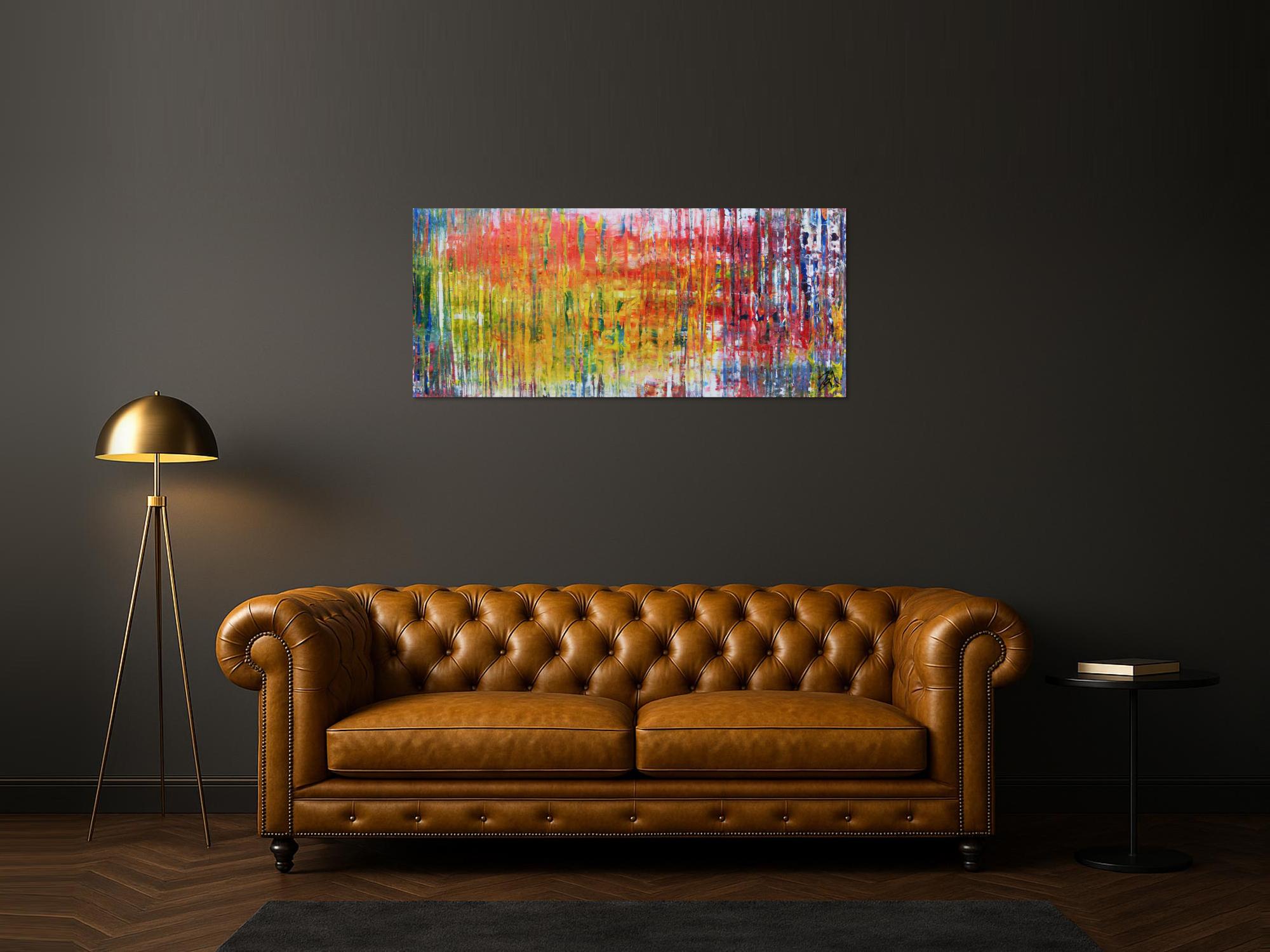 Modernes Acrylbild mit vielen Farben sehr bunt und modern