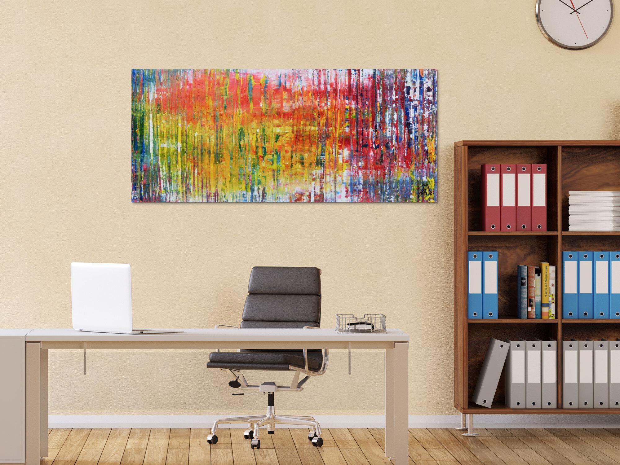 Modernes Acrylbild mit vielen Farben sehr bunt und modern