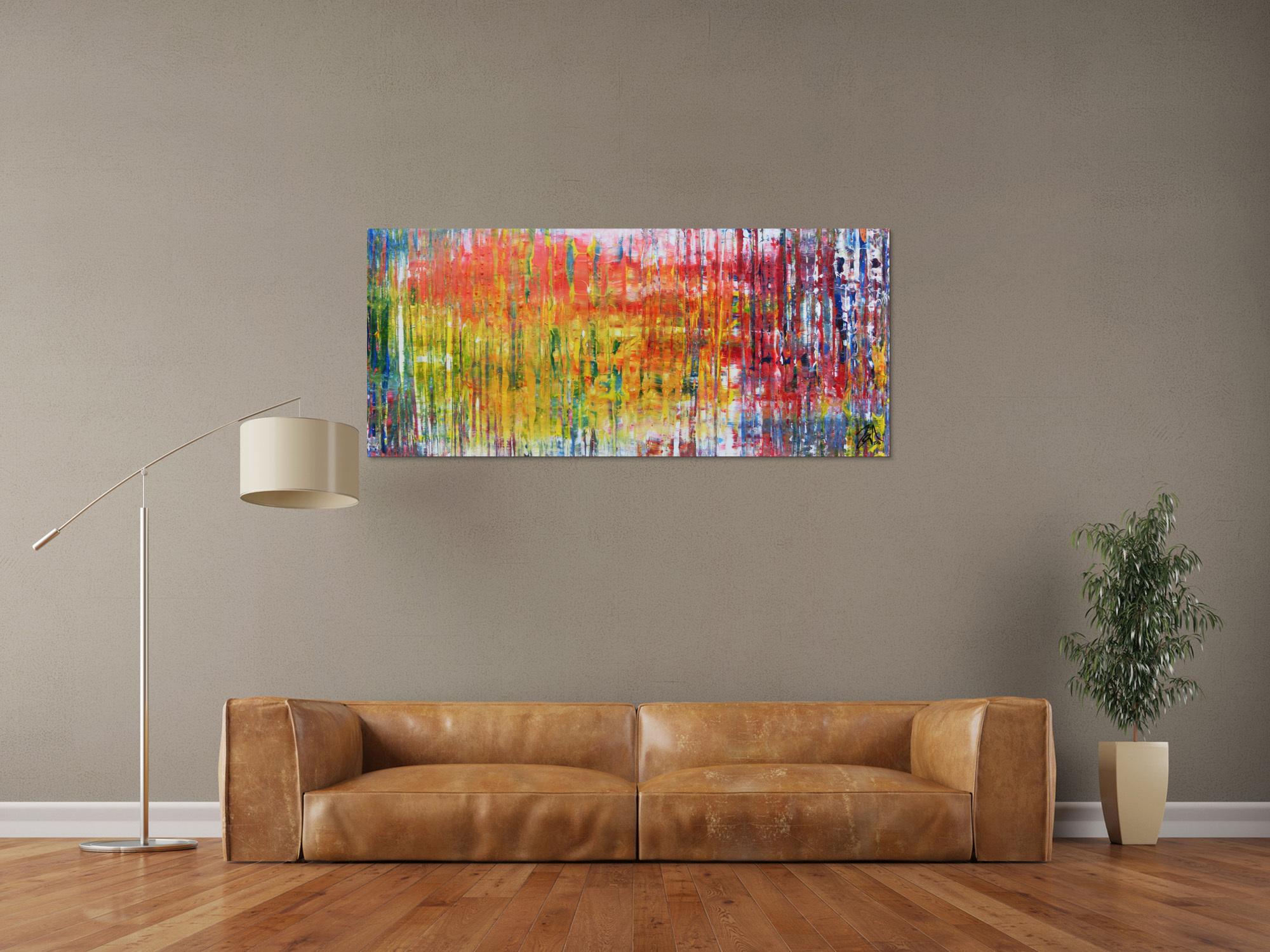 Modernes Acrylbild mit vielen Farben sehr bunt und modern