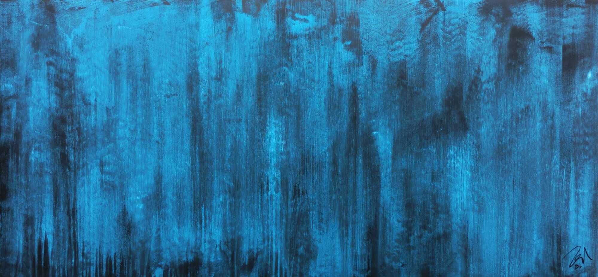 Abstraktes Acrylbild vintage in türkis