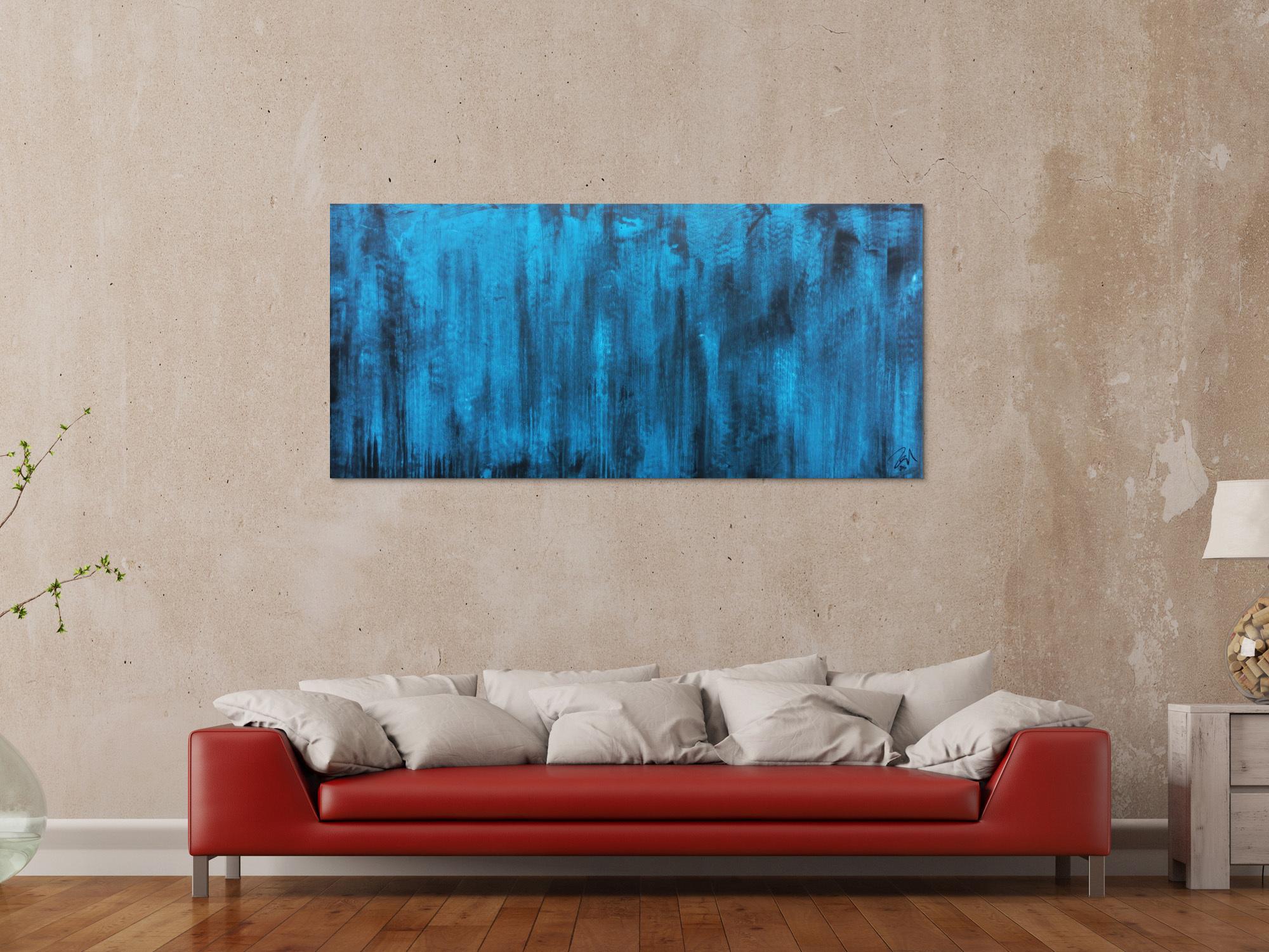 Abstraktes Acrylbild vintage in türkis