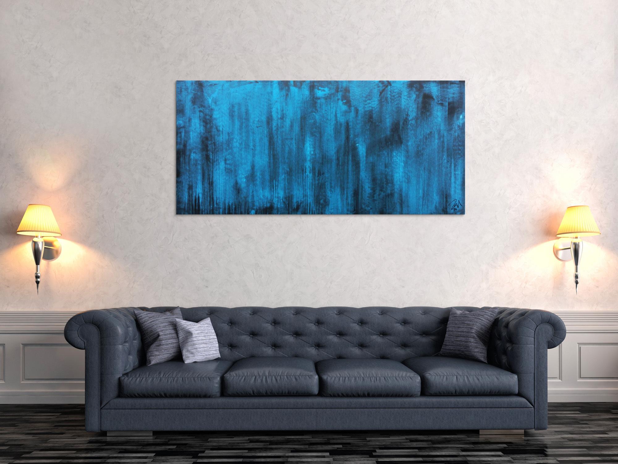 Abstraktes Acrylbild vintage in türkis