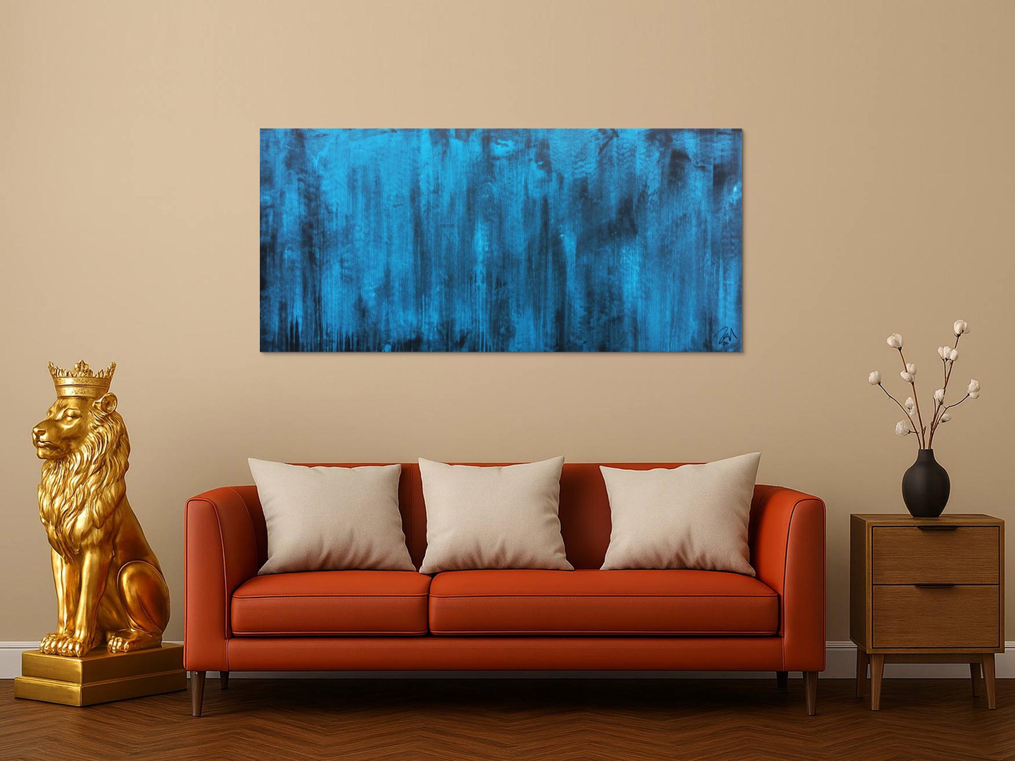 Abstraktes Acrylbild vintage in türkis