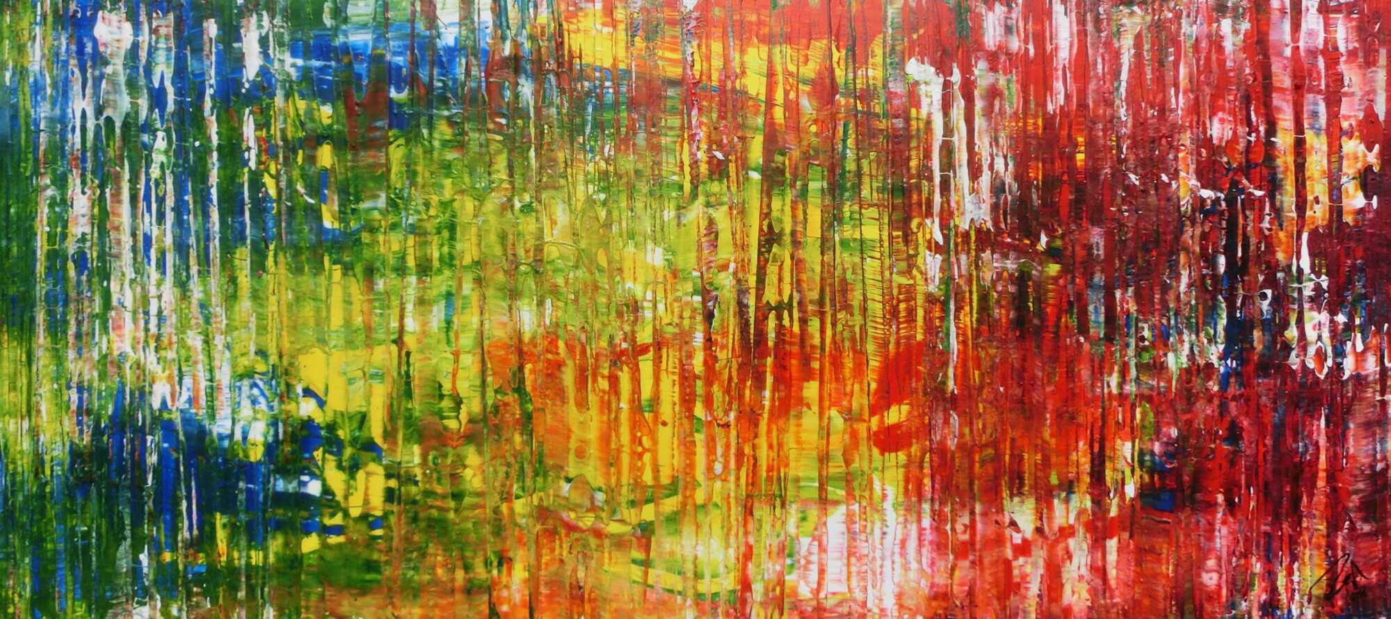 Sehr buntes abstraktes Acrylgemälde modern viele Farben