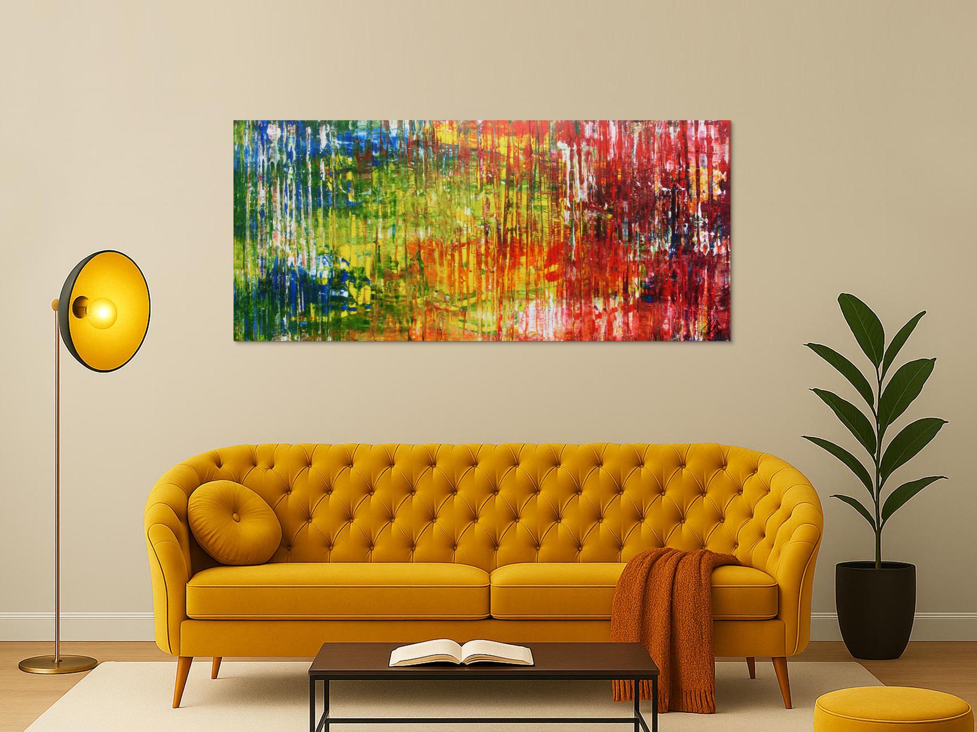 Sehr buntes abstraktes Acrylgemälde modern viele Farben