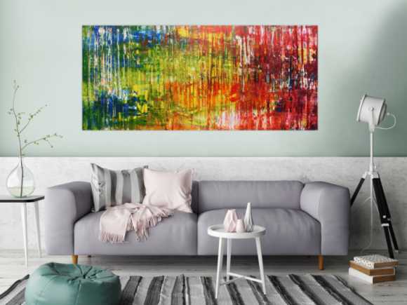 Sehr buntes abstraktes Acrylgemälde modern viele Farben