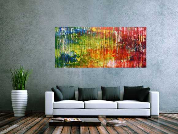 Sehr buntes abstraktes Acrylgemälde modern viele Farben