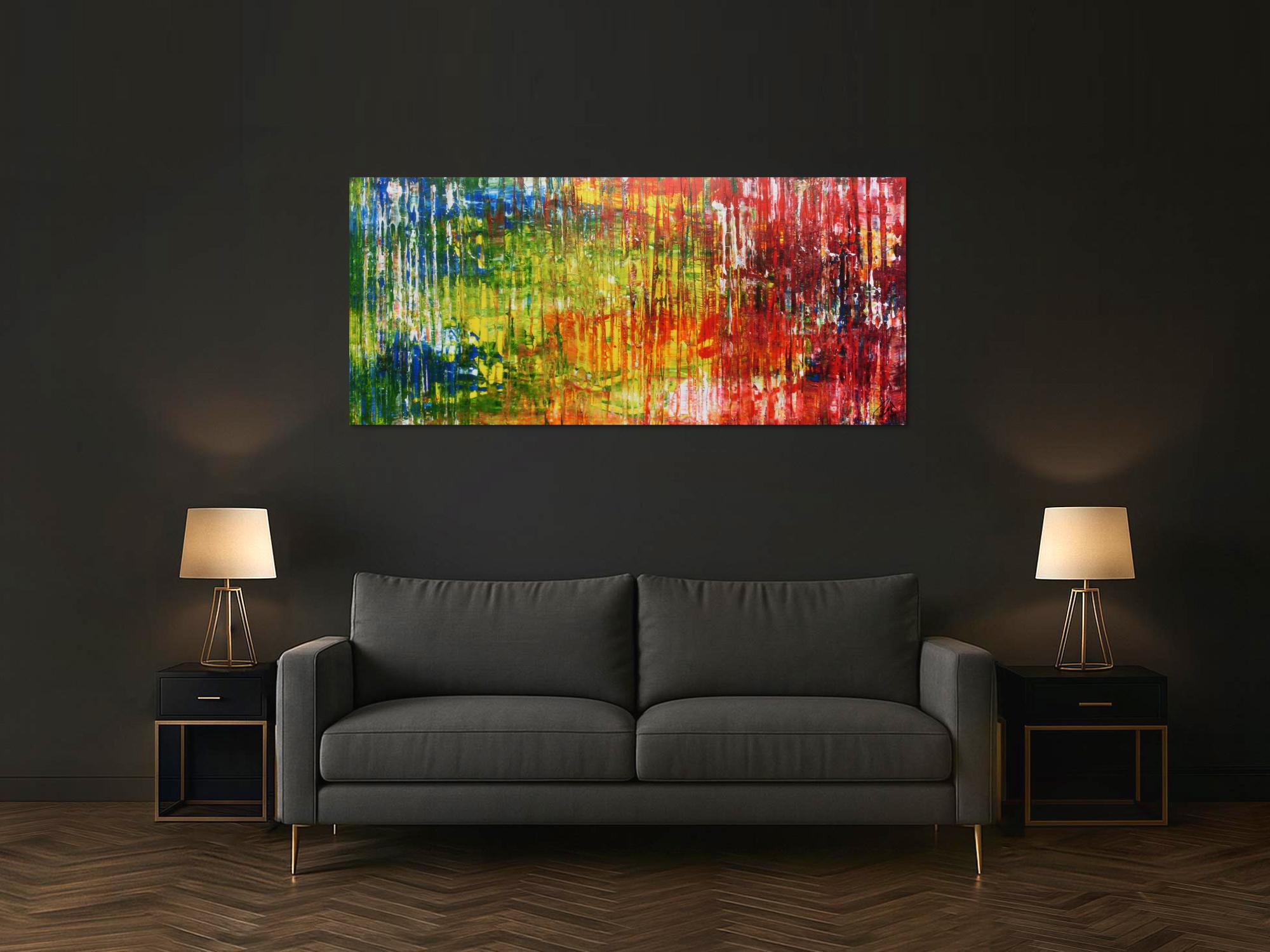 Sehr buntes abstraktes Acrylgemälde modern viele Farben