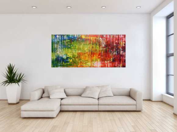 Sehr buntes abstraktes Acrylgemälde modern viele Farben