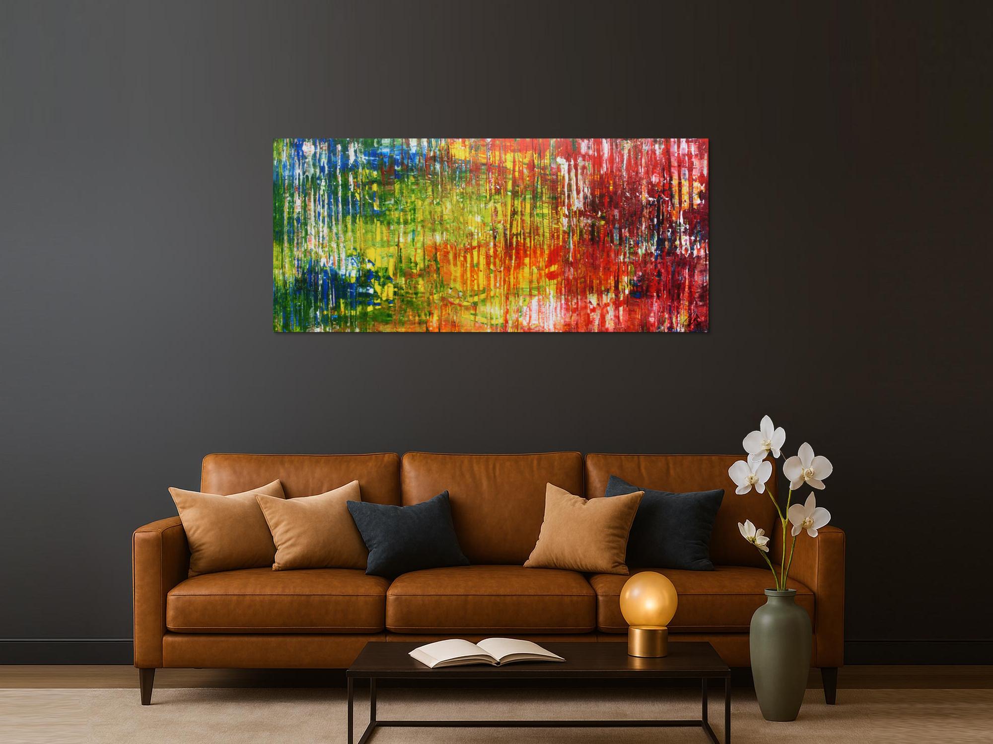 Sehr buntes abstraktes Acrylgemälde modern viele Farben