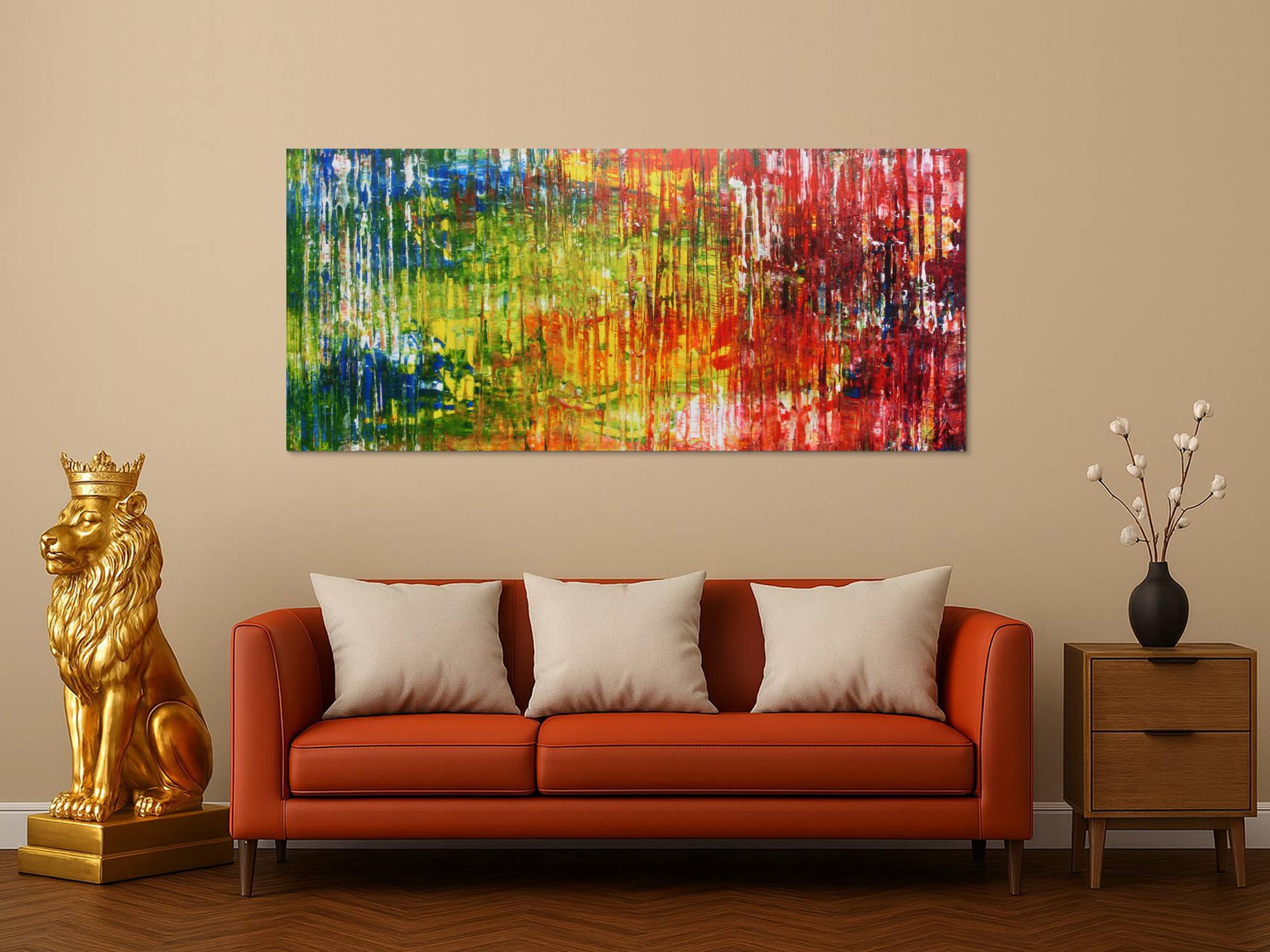 Sehr buntes abstraktes Acrylgemälde modern viele Farben