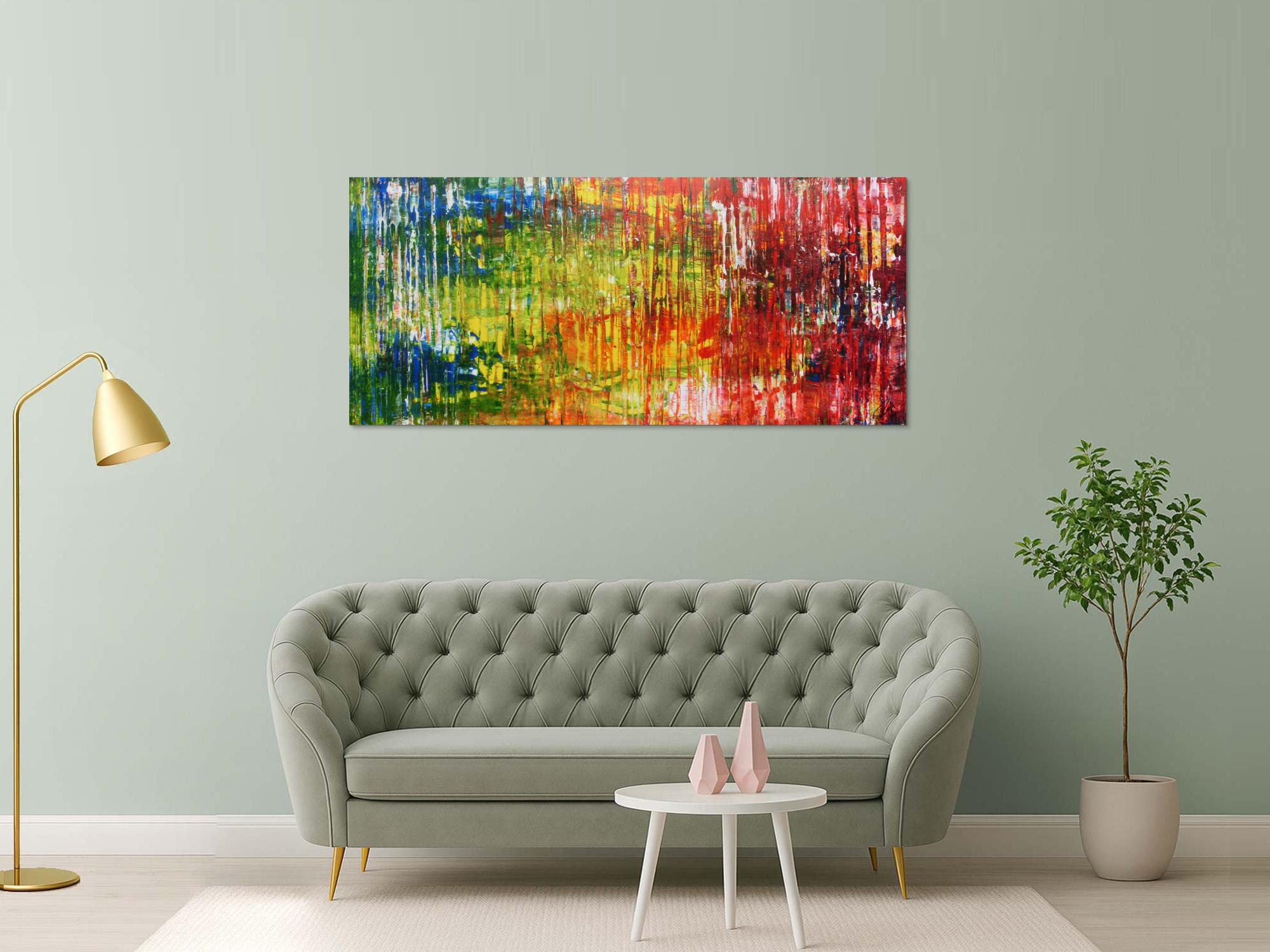 Sehr buntes abstraktes Acrylgemälde modern viele Farben